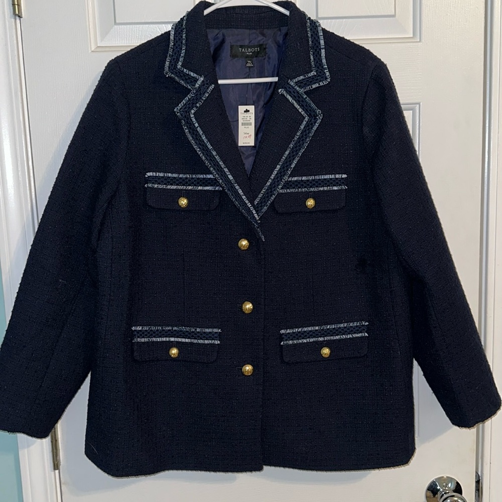 NWT Navy Talbots Blazer Jacket Size 14w